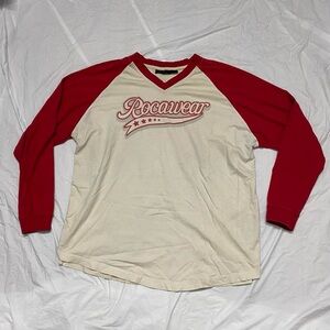 Y2k rocawear baseball long sleeve shirt